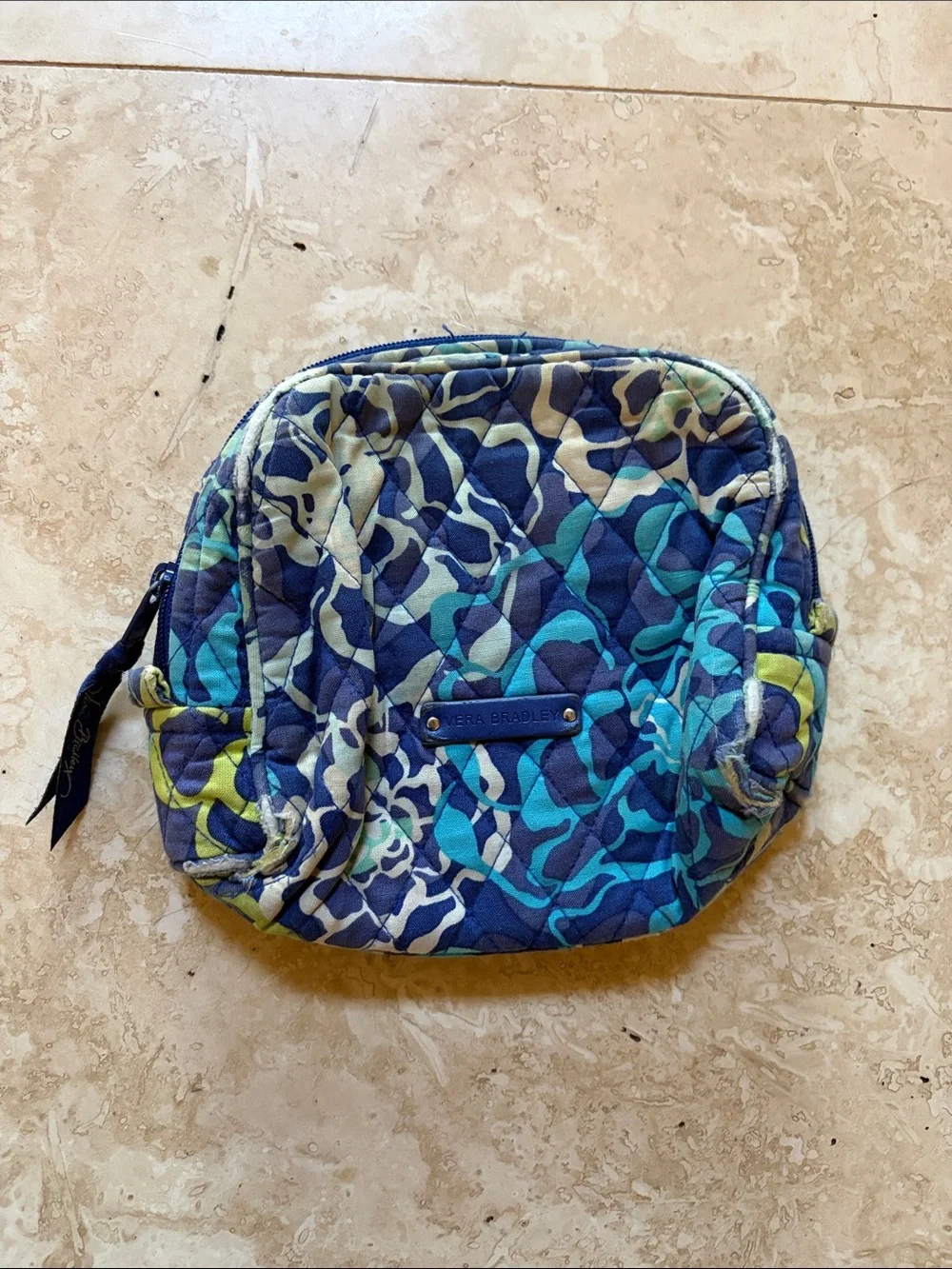Vera Bradley Turquoise Blue Multi Quilted Cosmetic Case